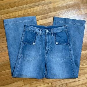 Gap high rise wide leg jeans with folded pocket detail